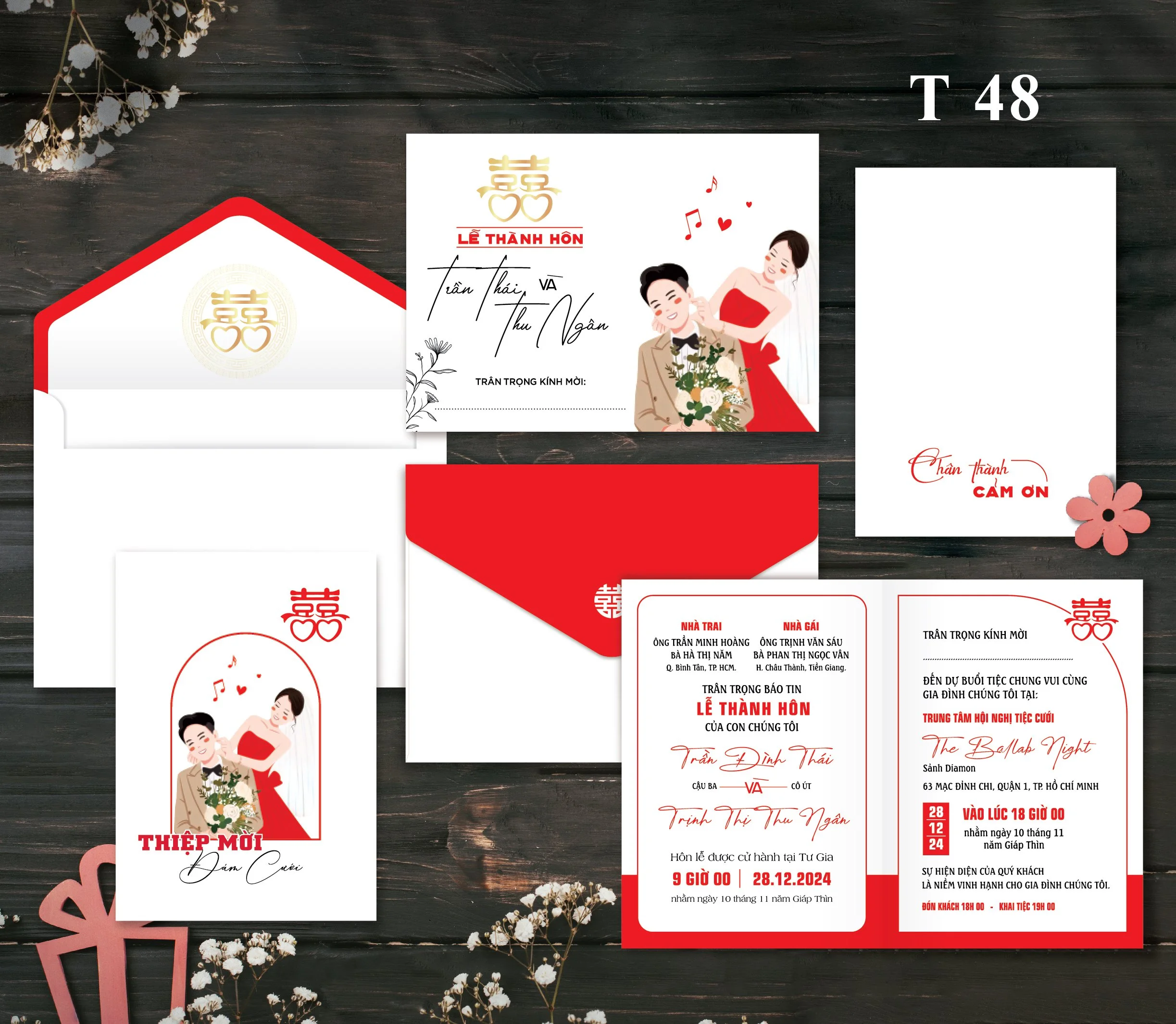 Thiệp cưới Ngang ruột phẳng -có ép kim T48 - 3900D-THIEP-CUOI-NGANG-RUOT-PHANG-CO-EP-KIM-T48