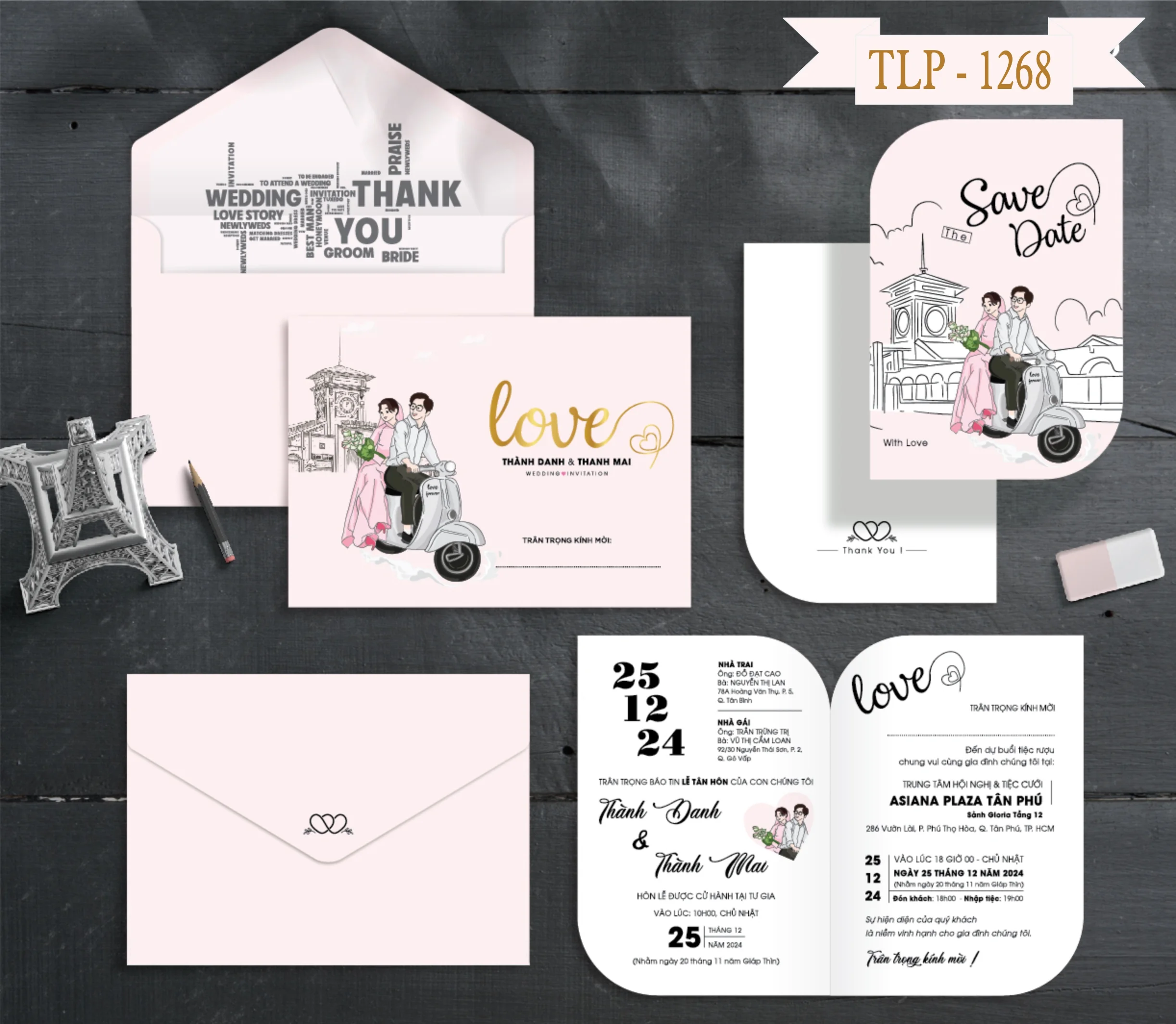 Thiệp cưới ngang ruột cánh bướm -có ép kim P1268 - 4300D-THIEP-CUOI-NGANG-RUOT-CANH-BUOM-CO-EP-KIM-P1268