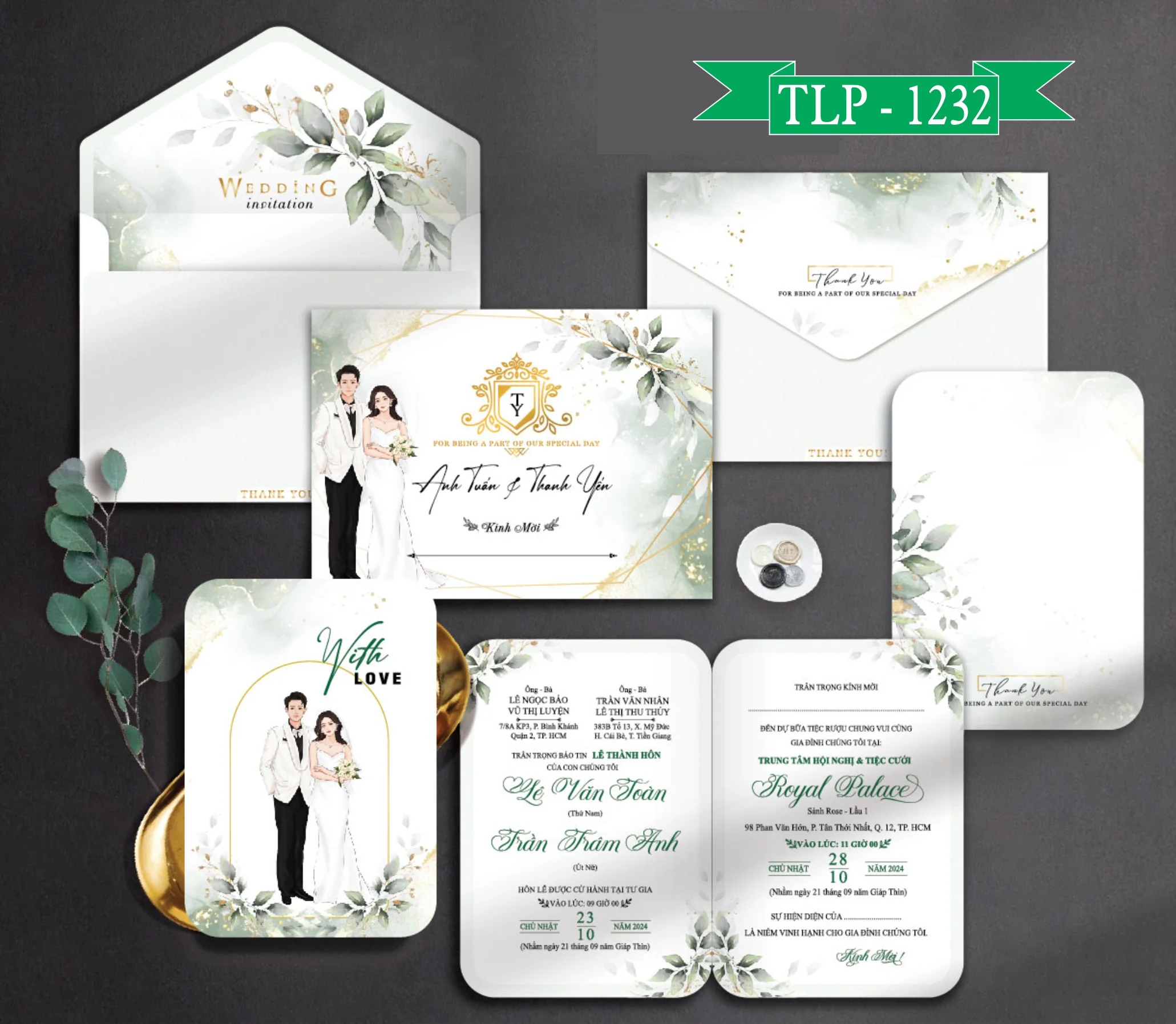 Thiệp cưới ruột bo ép kim P 1232 - 4300D-THIEP-CUOI-RUOT-BO-EP-KIM-P-1232