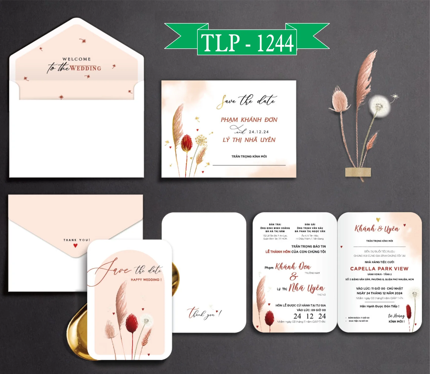 Thiệp cưới ruột bo ép kim P 1244 - 4300D-THIEP-CUOI-RUOT-BO-EP-KIM-P-1244