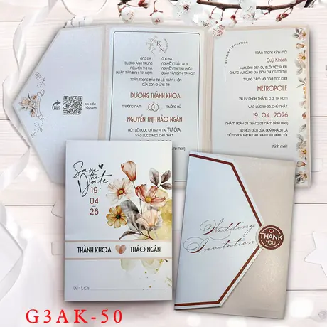 Thiệp cưới hoa màu nước - mã G3AK-50