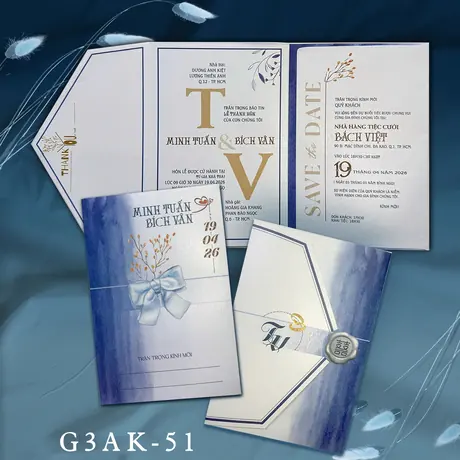 Thiệp cưới xanh lam Elegant - mã G3AK-51